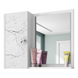 Espelheira Para Banheiro Com Armário 1 Porta Gênova Branco c