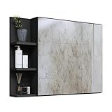 Espelheira Para Banheiro Suspensa Nicho Prateleira Closet Preto 