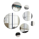 Espelho Acrílico Decorativo Prata Bolas círculos 7 Peças