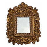 Espelho Antigo Barroco Entalhado Dourado Folheado