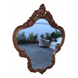 Espelho Antigo E Clássico Em Madeira Maciça Entalhada