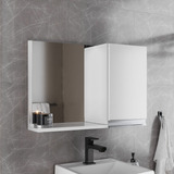 Espelho Banheiro Espelheira Com Armário 60cm Moldura Branco inteiro