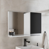 Espelho Banheiro Espelheira Com Armário 60cm Moldura Branco preto