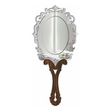 Espelho De Mão Provençal Para Maquiagem Luxo Wels 28x12cm