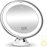 Espelho De Maquiagem De Aumento De 10X Com Luzes  Iluminação De 3 Cores  Espelho De Banheiro Com Ventosa  Interruptor Inteligente  Rotação De 360 Graus  R            