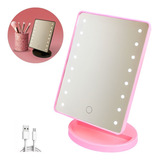 Espelho De Maquiagem Para Mesa Com Led Portátil Rotação