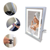 Espelho De Mesa Aluminio Branco C Led Touch 50x38 Maquiagem
