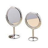 Espelho De Mesa Maquiagem Dupla Face Aumenta 2 X Gira 360-80mm-