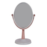 Espelho De Mesa Redondo Dupla Face Rose Maquiagem