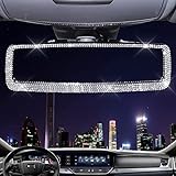 Espelho De Vista Traseira De Cristal De Strass Diamantes  Espelho Retrovisor De Carro Bling Com HD  Vidro  Espelho De Vista Traseira Universal Clip On Para Carros  Veículos  Su  Vs  Acessórios Interio