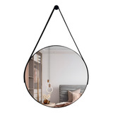 Espelho Decorativo Adnet 40cm P Parede Alça De Couro