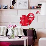 Espelho Decorativo Corações Acrílico Espelhado Vermelho