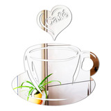 Espelho Decorativo Decoração Xícara De Café Coração Vazado
