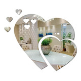 Espelho Decorativo Kit 5 Coração Decoração Sala Quarto