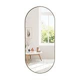 Espelho Decorativo Modelo Cápsula De 110x50 Com Suporte Para Parede Caramelo