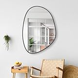Espelho Decorativo Orgâncio Grande 60x80 Cm Com Suporte De Parede Preto 