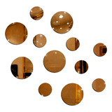 Espelho Decorativo Redondo Bronze Kit 12 Peças Pequeno