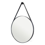 Espelho Decorativo Vintage 40cm Adnet C Alça Couro Preto