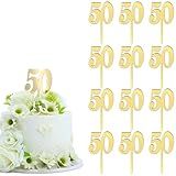 Espelho Dourado Número 50 Topo De Bolo- 6 X 9 Cm- Pacote Com 12- Decoração De Festa De Aniversário De Casamento De Acrílico