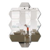 Espelho Em Acrilico Decorativo Hexagonal Kit Com 10 Peças