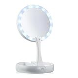 Espelho Facial De Camarim Led Articulável Com Aumento 10x Para Maquiagem Barbear Portátil Premium