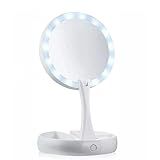 Espelho Facial De Mesa Articulável Espelho De Camarim Com Luz De Led Dupla Face 10x De Zoom Portátil Com Porta Maquiagem E Acessórios Premium
