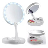 Espelho Led Maquiagem Camarim Ring Light Usb Aumenta 10x