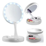 Espelho Led Maquiagem Camarim Ring Light Usb Aumenta 10x