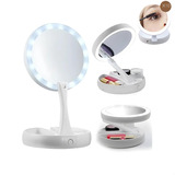 Espelho Led Maquiagem Ring Light Camarim Usb Aumenta 10x Usb