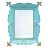Espelho Lindo Menina Moldurado Verde Turquesa Quarto 22x17cm