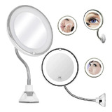 Espelho Luz Led Parede Bancada C Aumento Zoom 10x Maquiagem
