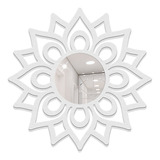 Espelho Mandala Florada Na Cor Branca Decorativo 40cm