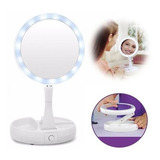 Espelho Maquiagem Aumento 10x Dupla Face Luz Led Organizador