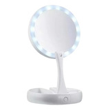 Espelho Maquiagem Aumento 10x Dupla Face Luz Led Organizador