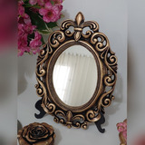 Espelho Moldura Rococó De Mesa Decoração