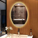 Espelho Orgânico C led Oval 80x60 Banheiro Moderno Parede Moldura Led Quente 110v