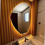 Espelho Orgânico Grande Decorativo Com Led 95x67cm Branco Frio 