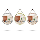 Espelho Pequeno Moderno Redondo Decorativo Com Alça 33cm