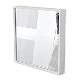 Espelho Quadrado Decorativo 36x36 Cm Moldura Caixa Para Sala Banheiro Quarto Branco 