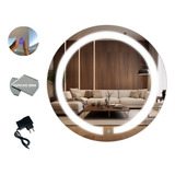 Espelho Redondo 50cm Iluminado Com Led Moldura Quente 3000k