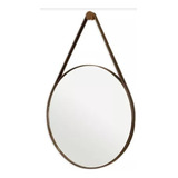 Espelho Redondo Adnet 80cm Moldura E Alça Couro Café