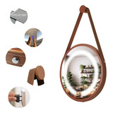 Espelho Redondo Adnet Iluminado Led Com Alça 60cm Moldura Cobre Com Alça Caramelo