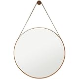 Espelho Redondo Decorativo Adnet 60cm Com Suporte Tipo Alça Para Pendurar Na Parede  Caramelo 