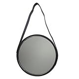 Espelho Redondo Decorativo Com Alça Ideal Para Sala Banheiro E Quarto Preto Minimalista