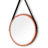 Espelho Redondo Decorativo Suspenso Com Alça 40cm Cores