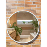 Espelho Redondo Grande C Moldura Preta Banheiro Lavabo 60cm