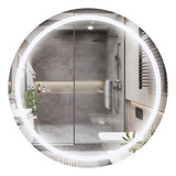 Espelho Redondo Jateado Com Led 80x80 Lapidado Moldura Led Branco Frio 110v 220v