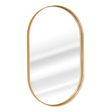 Espelho Retrô Oval C Moldura Banheiro Quarto Sala 80x50cm Cor Da Moldura Dourado