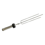 Espeto Giratório A Pilha Inox Regulável Brinde 4 Pilhas Aa