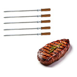 Espeto Simples Carne Churrasqueira Giratória Inox Agr 5 Uni